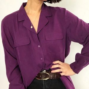 Vintage 100% silk plum blouse EUC